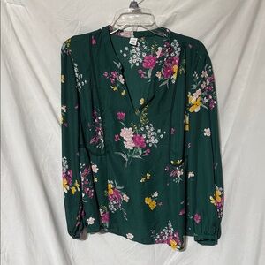 Old Navy Green Floral Blouse